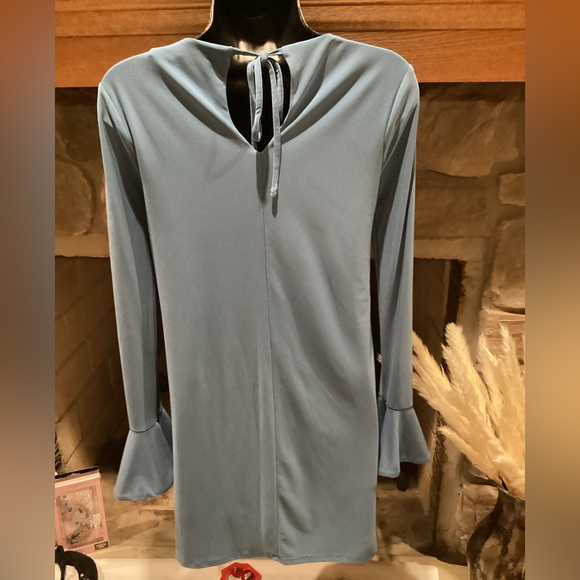 CYNTHIA STEFFE CECE BLUE GRAY LONG SLEEVE FLARED SHIFT DRESS SZ.XS - Picture 6 of 16